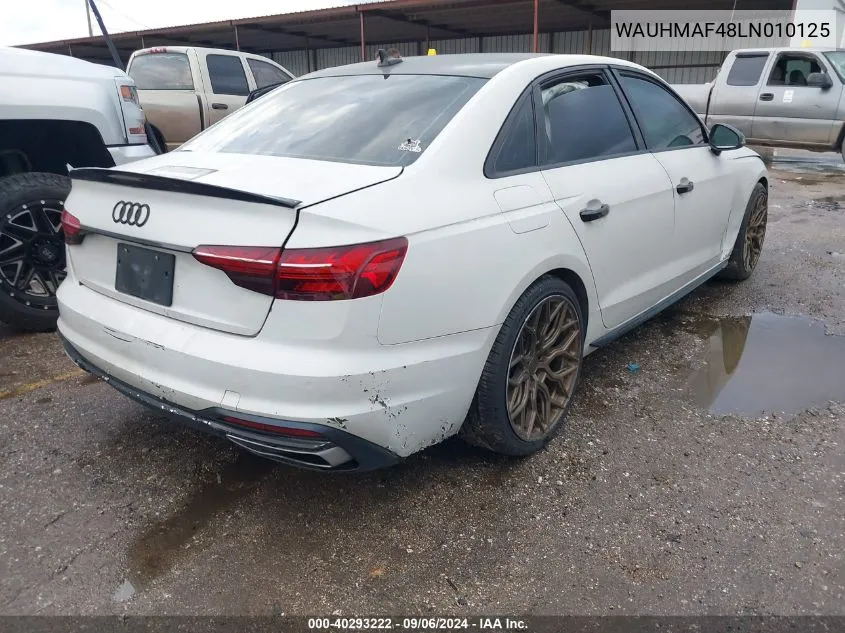 2020 Audi A4 Premium Plus 40 Tfsi Front-Wheel Drive S Tronic VIN: WAUHMAF48LN010125 Lot: 40293222