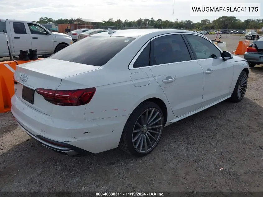 2020 Audi A4 Premium 40 Tfsi Front-Wheel Drive S Tronic VIN: WAUGMAF49LA041175 Lot: 40888311