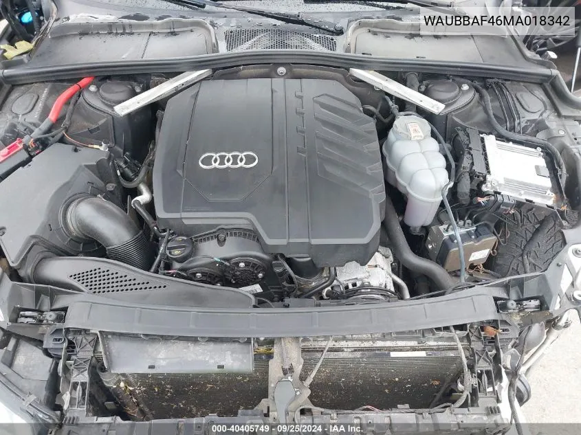 2021 Audi A4 Premium Plus 40 Tfsi Quattro S Tronic VIN: WAUBBAF46MA018342 Lot: 40405749