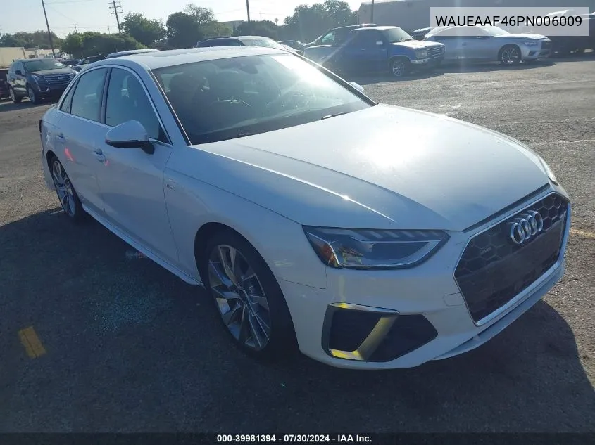 2023 Audi A4 Premium Plus 45 Tfsi S Line Quattro S Tronic VIN: WAUEAAF46PN006009 Lot: 39981394