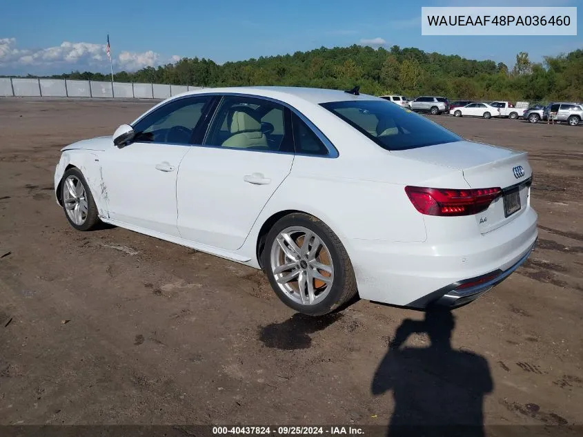 2023 Audi A4 Premium Plus 45 Tfsi S Line Quattro S Tronic VIN: WAUEAAF48PA036460 Lot: 40437824