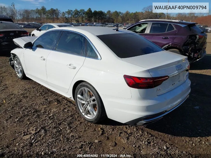 2023 Audi A4 Premium Plus 45 Tfsi S Line Quattro S Tronic VIN: WAUEAAF40PN009794 Lot: 40884092