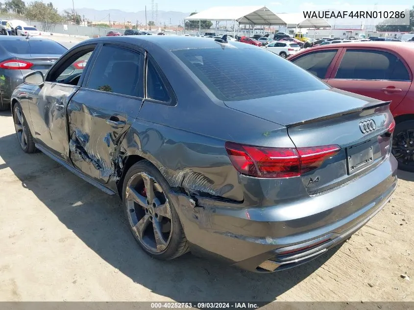 2024 Audi A4 Premium Plus 45 Tfsi S Line Quattro S Tronic VIN: WAUEAAF44RN010286 Lot: 40252753