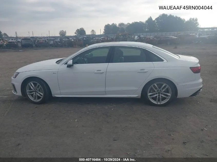 2024 Audi A4 Premium Plus 45 Tfsi S Line Quattro S Tronic VIN: WAUEAAF45RN004044 Lot: 40716484