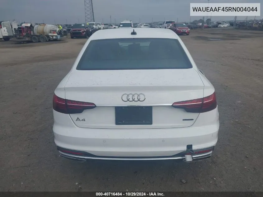 2024 Audi A4 Premium Plus 45 Tfsi S Line Quattro S Tronic VIN: WAUEAAF45RN004044 Lot: 40716484