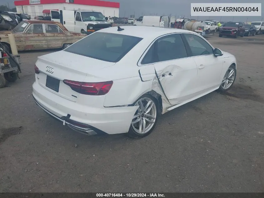 2024 Audi A4 Premium Plus 45 Tfsi S Line Quattro S Tronic VIN: WAUEAAF45RN004044 Lot: 40716484