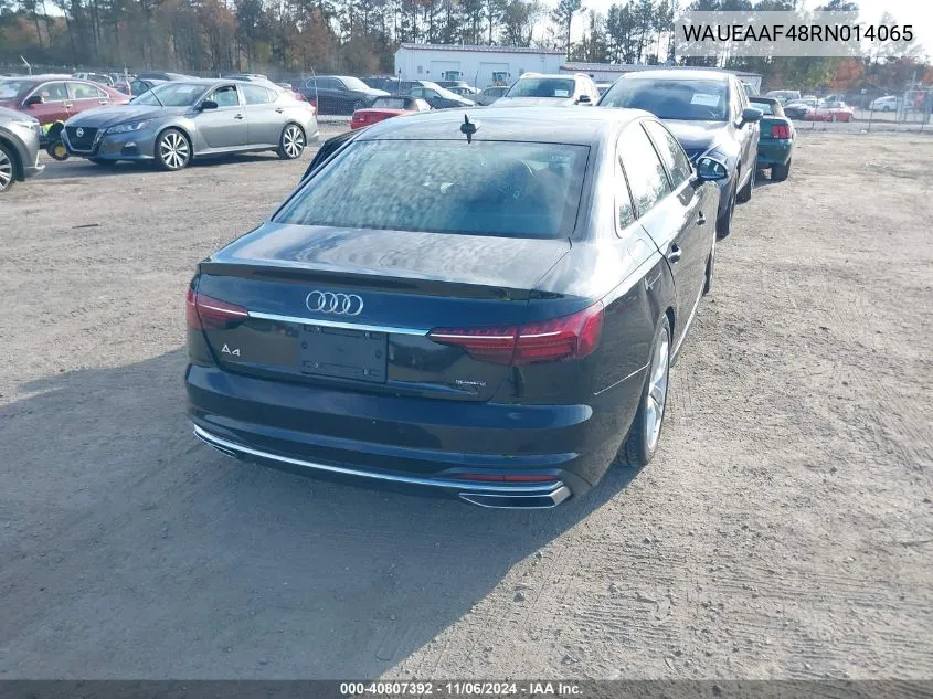 2024 Audi A4 Premium Plus 45 Tfsi S Line Quattro S Tronic VIN: WAUEAAF48RN014065 Lot: 40807392