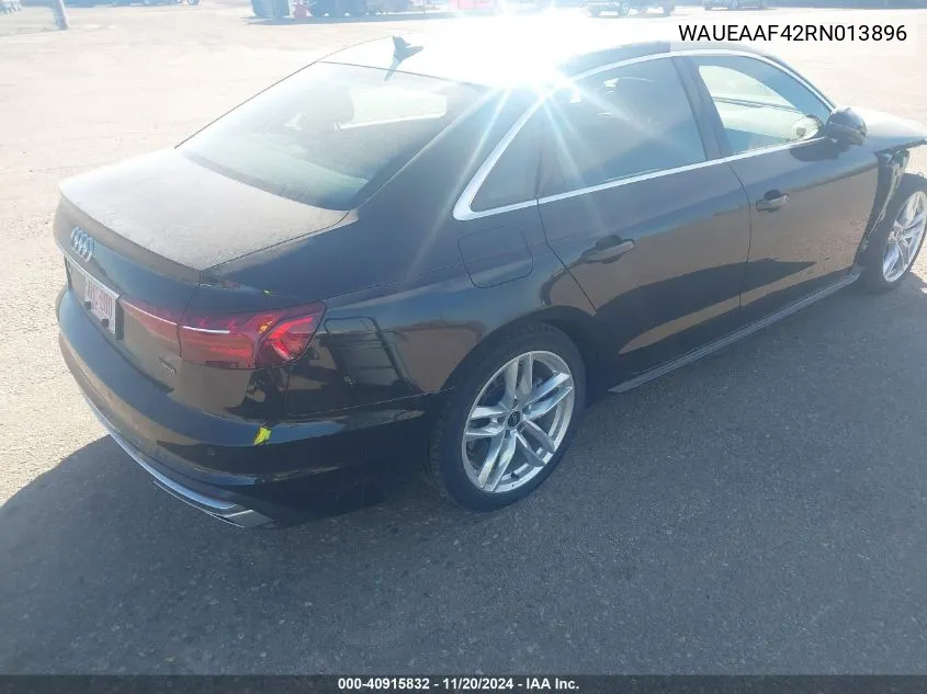 2024 Audi A4 Premium Plus 45 Tfsi S Line Quattro S Tronic VIN: WAUEAAF42RN013896 Lot: 40915832