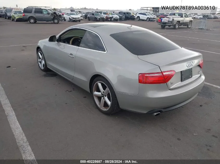 2009 Audi A5 3.2L VIN: WAUDK78T89A003610 Lot: 40225687