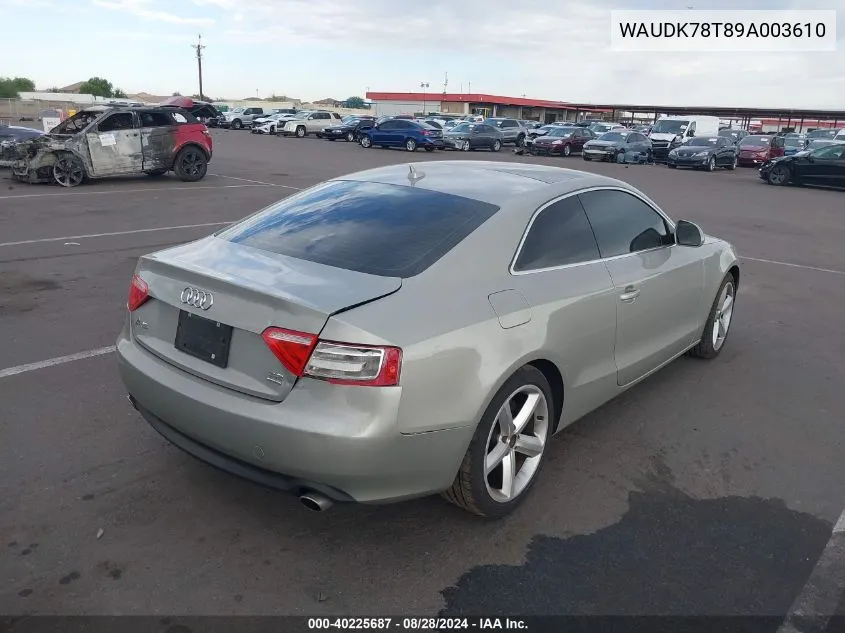 2009 Audi A5 3.2L VIN: WAUDK78T89A003610 Lot: 40225687