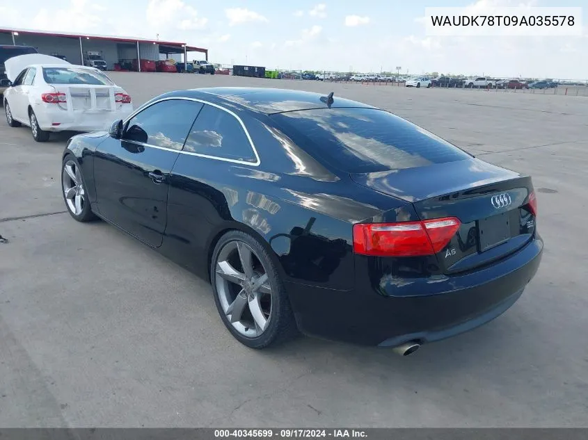 2009 Audi A5 3.2L VIN: WAUDK78T09A035578 Lot: 40345699