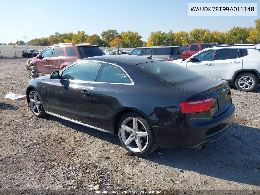 2009 Audi A5 3.2L VIN: WAUDK78T99A011148 Lot: 40598623