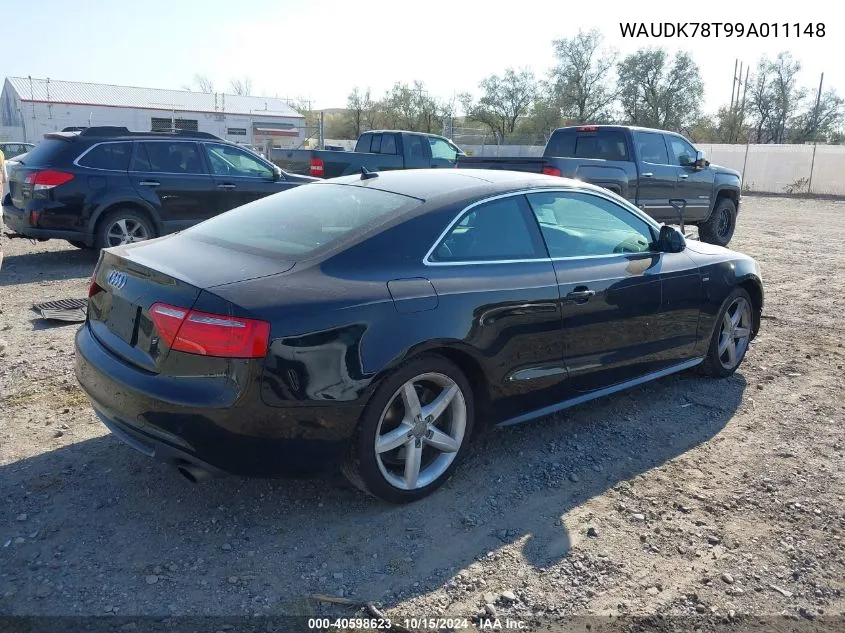 2009 Audi A5 3.2L VIN: WAUDK78T99A011148 Lot: 40598623