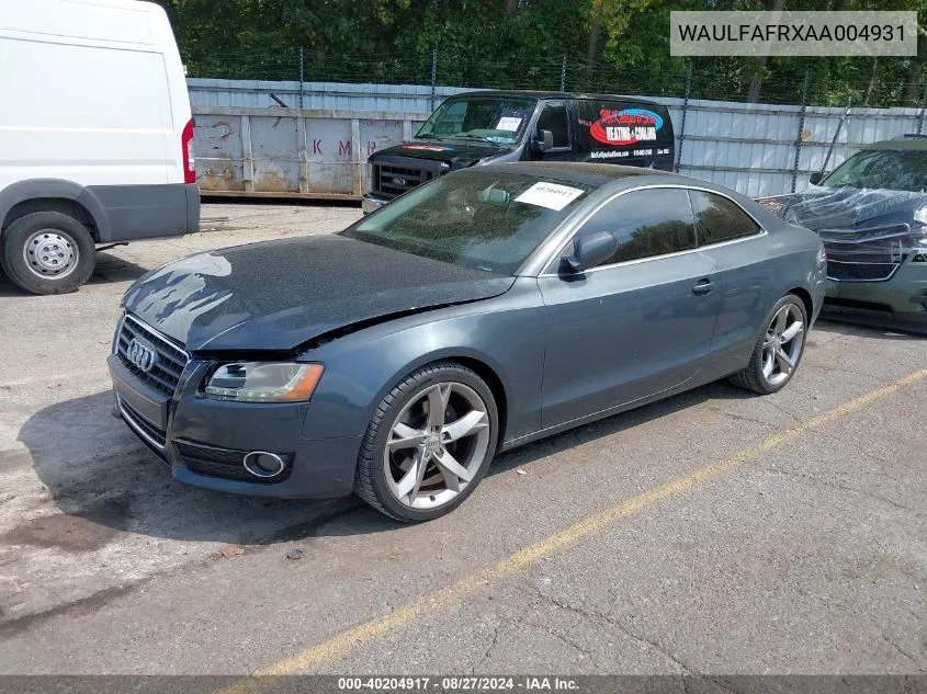 2010 Audi A5 2.0T Premium VIN: WAULFAFRXAA004931 Lot: 40204917