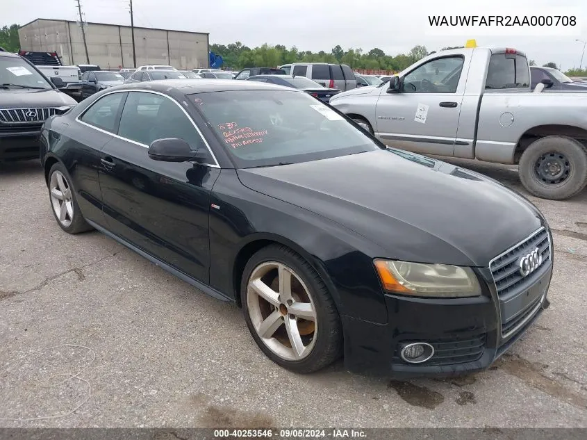 WAUWFAFR2AA000708 2010 Audi A5 2.0T Premium