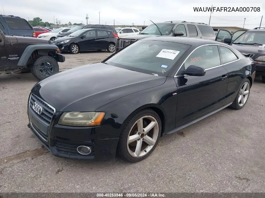 2010 Audi A5 2.0T Premium VIN: WAUWFAFR2AA000708 Lot: 40253546