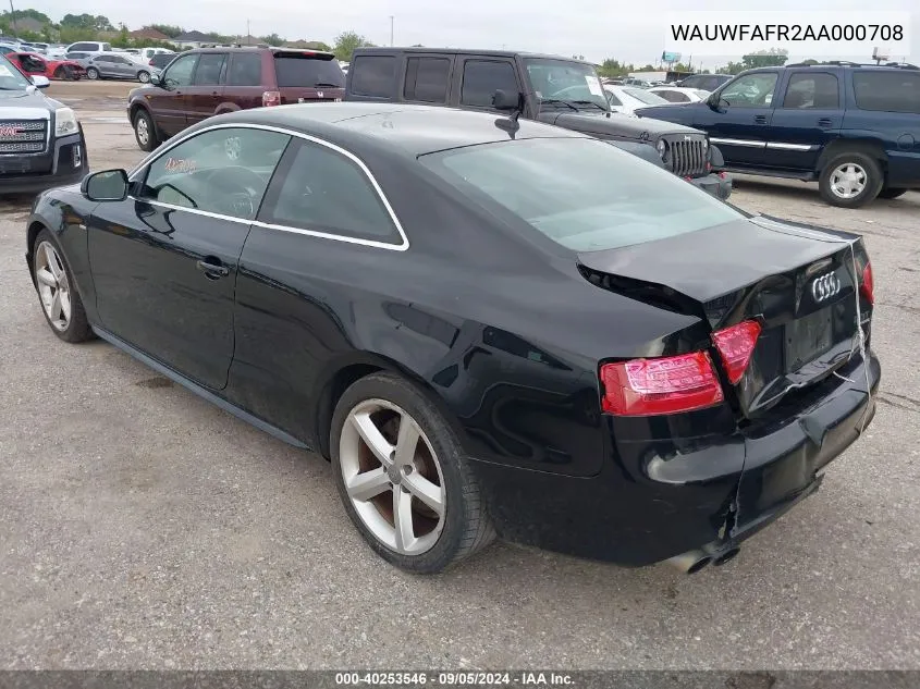 2010 Audi A5 2.0T Premium VIN: WAUWFAFR2AA000708 Lot: 40253546