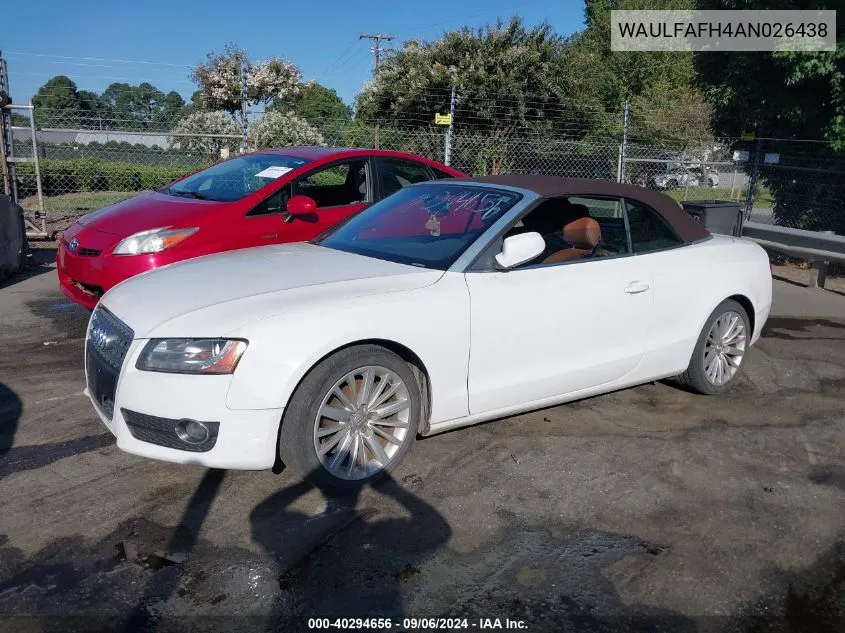 WAULFAFH4AN026438 2010 Audi A5 2.0T Premium