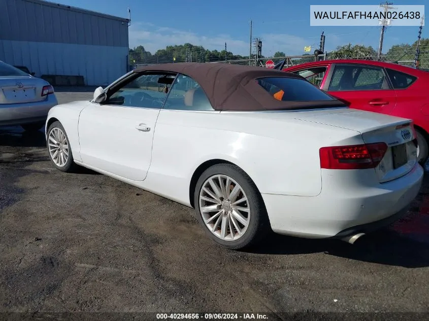 2010 Audi A5 2.0T Premium VIN: WAULFAFH4AN026438 Lot: 40294656