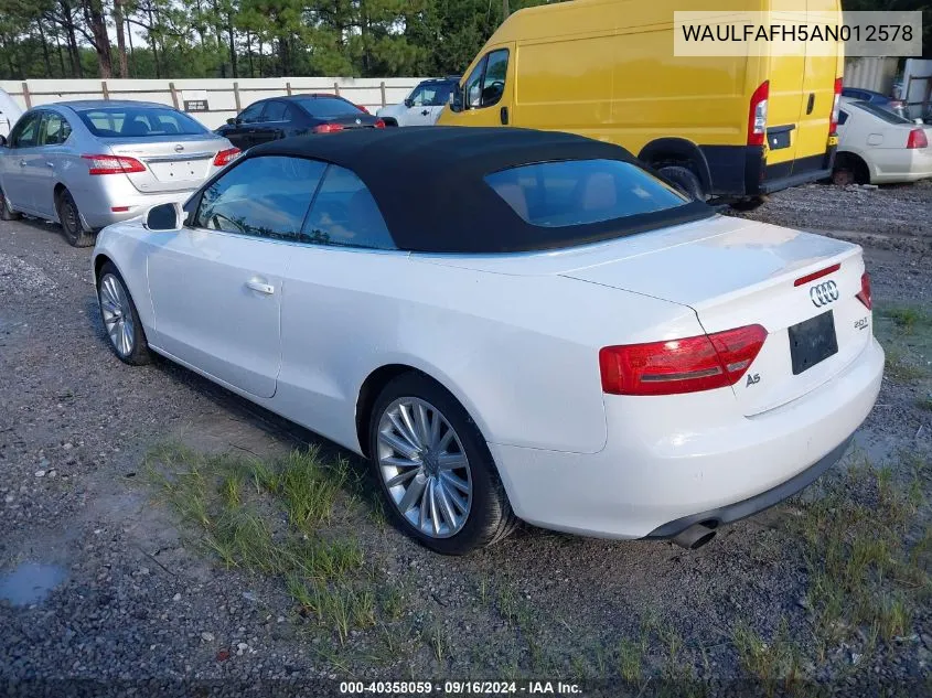 2010 Audi A5 Premium Plus VIN: WAULFAFH5AN012578 Lot: 40358059