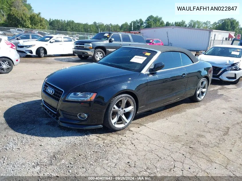 2010 Audi A5 2.0T Premium VIN: WAULFAFH1AN022847 Lot: 40401643