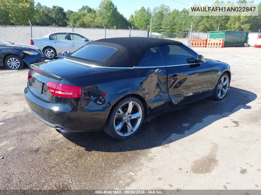 2010 Audi A5 2.0T Premium VIN: WAULFAFH1AN022847 Lot: 40401643