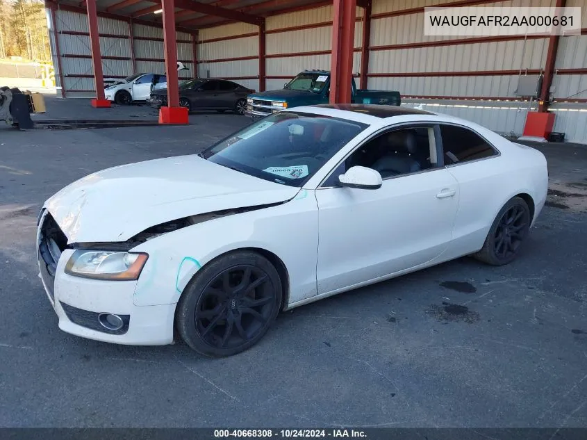 2010 Audi A5 2.0T Premium VIN: WAUGFAFR2AA000681 Lot: 40668308