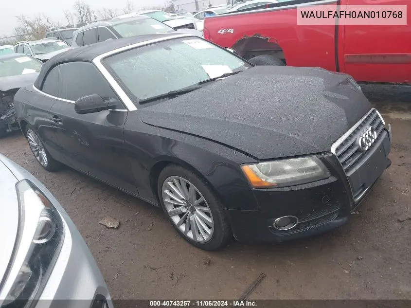 2010 Audi A5 2.0T Premium VIN: WAULFAFH0AN010768 Lot: 40743257