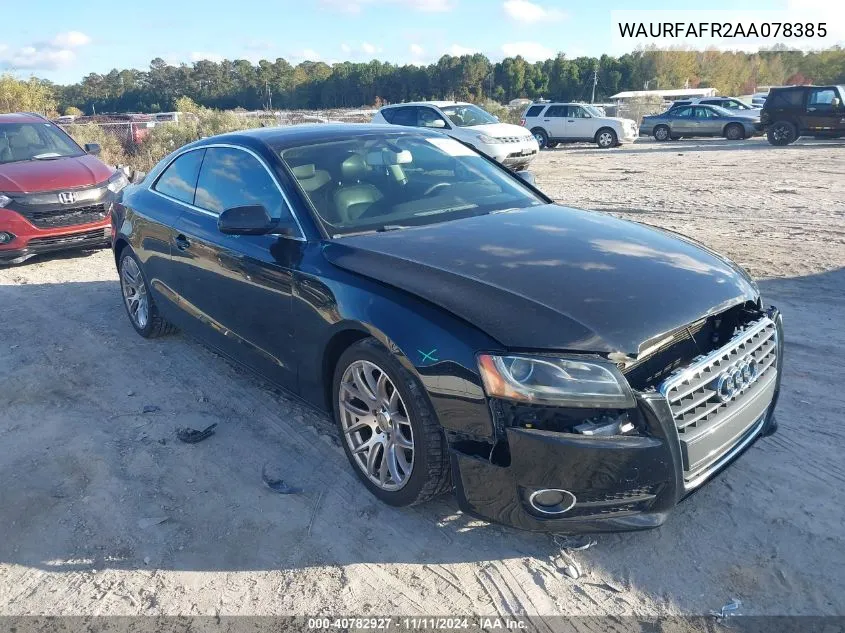 2010 Audi A5 2.0T Premium VIN: WAURFAFR2AA078385 Lot: 40782927