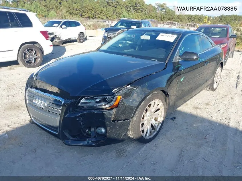 2010 Audi A5 2.0T Premium VIN: WAURFAFR2AA078385 Lot: 40782927