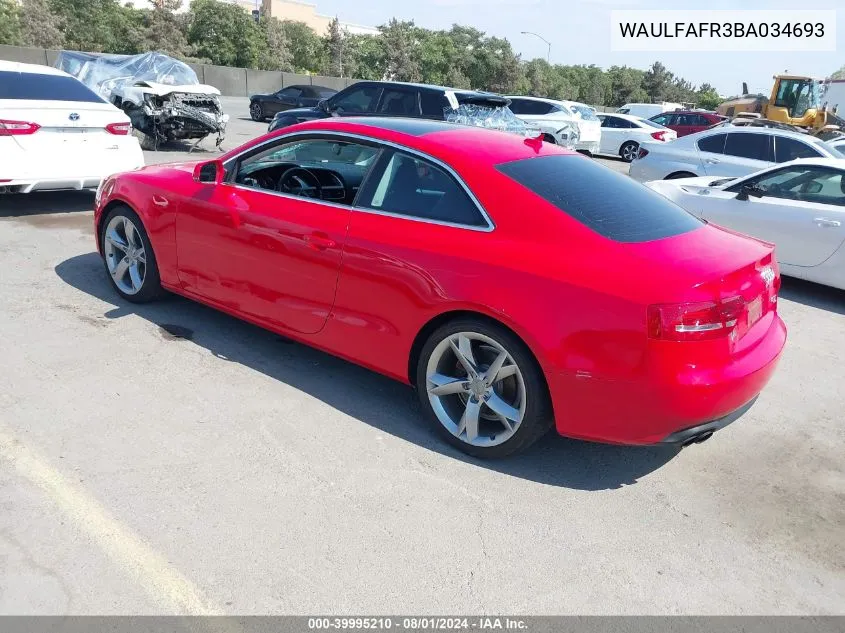 2011 Audi A5 2.0T Premium VIN: WAULFAFR3BA034693 Lot: 39995210