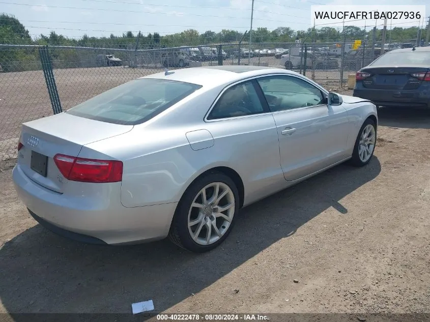 2011 Audi A5 2.0T Premium VIN: WAUCFAFR1BA027936 Lot: 40222478