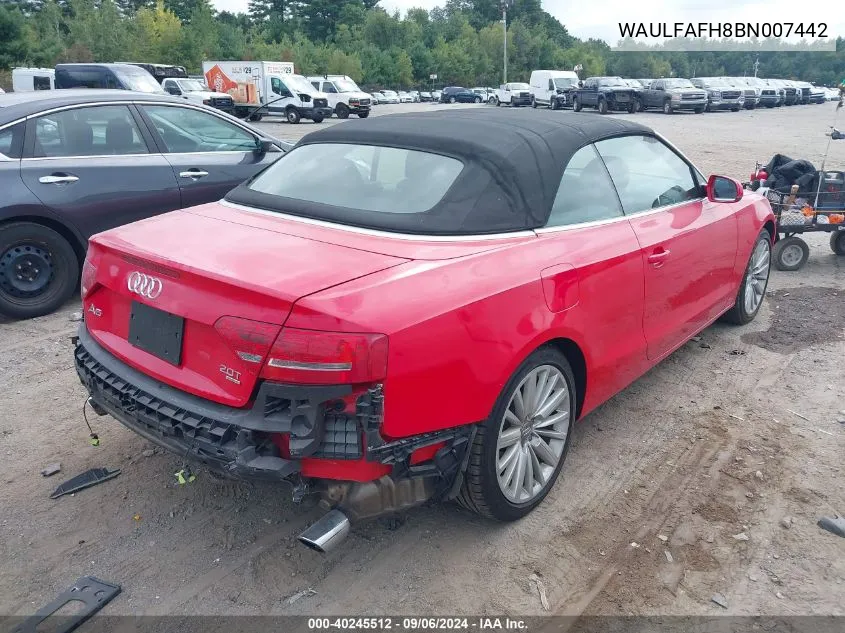 WAULFAFH8BN007442 2011 Audi A5 2.0T Premium