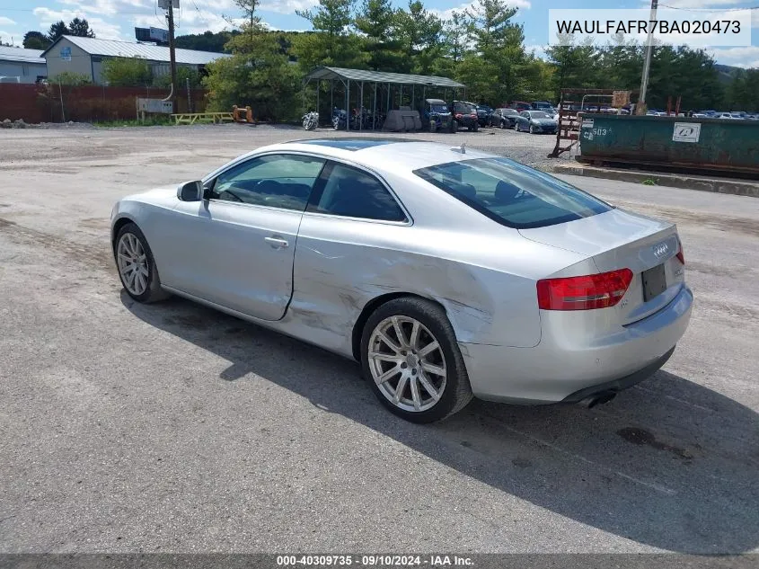 WAULFAFR7BA020473 2011 Audi A5 2.0T Premium