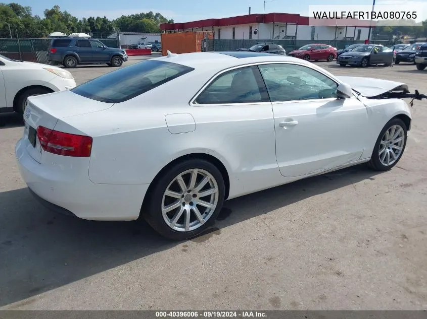 2011 Audi A5 2.0T Premium VIN: WAULFAFR1BA080765 Lot: 40396006