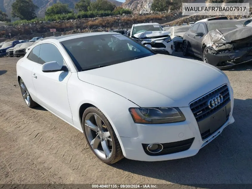 2011 Audi A5 2.0T Premium VIN: WAULFAFR7BA007917 Lot: 40407135