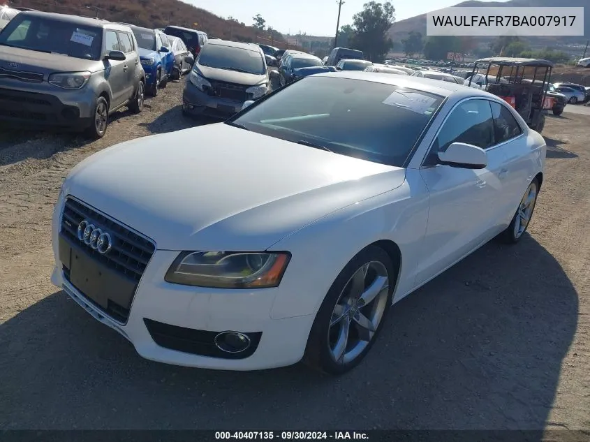 2011 Audi A5 2.0T Premium VIN: WAULFAFR7BA007917 Lot: 40407135