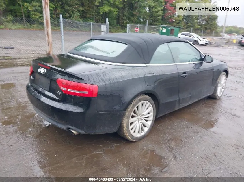 2011 Audi A5 2.0T Premium VIN: WAULFAFH2BN006948 Lot: 40468499