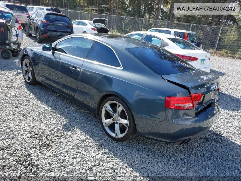 2011 Audi A5 2.0T Premium VIN: WAULFAFR7BA004242 Lot: 40480561