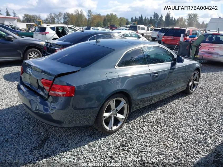 2011 Audi A5 2.0T Premium VIN: WAULFAFR7BA004242 Lot: 40480561