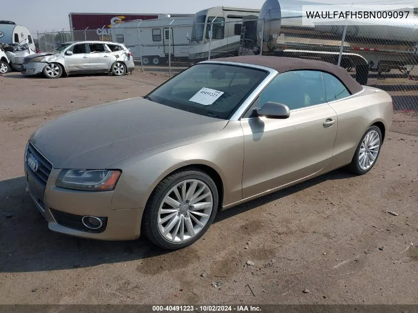 2011 Audi A5 2.0T Premium VIN: WAULFAFH5BN009097 Lot: 40491223