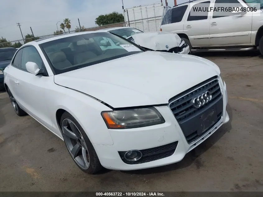 2011 Audi A5 2.0T Premium VIN: WAULFAFR6BA048006 Lot: 40563722