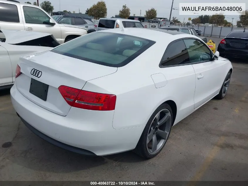 2011 Audi A5 2.0T Premium VIN: WAULFAFR6BA048006 Lot: 40563722