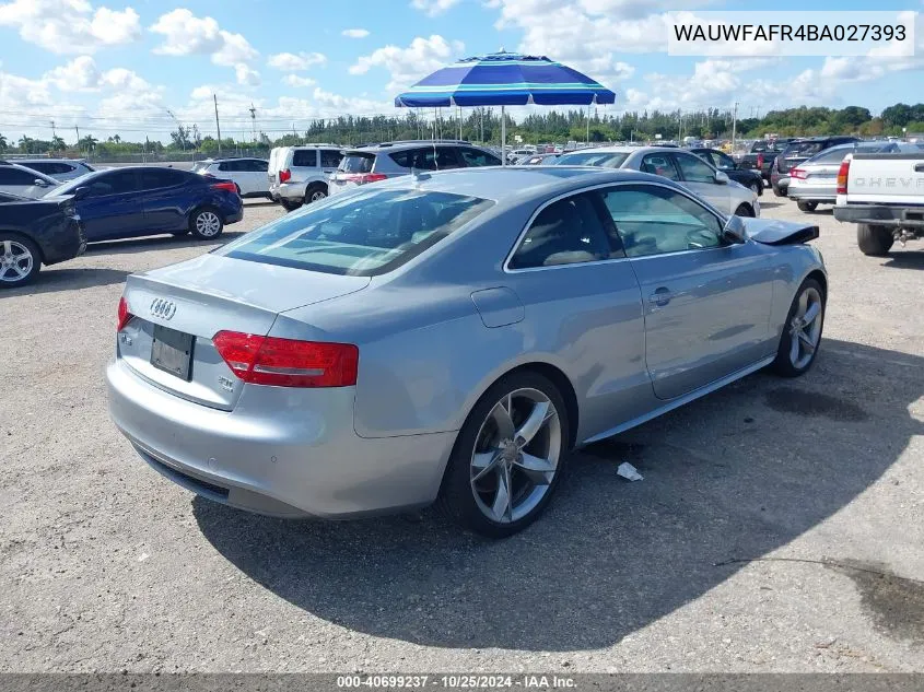 2011 Audi A5 2.0T Premium VIN: WAUWFAFR4BA027393 Lot: 40699237