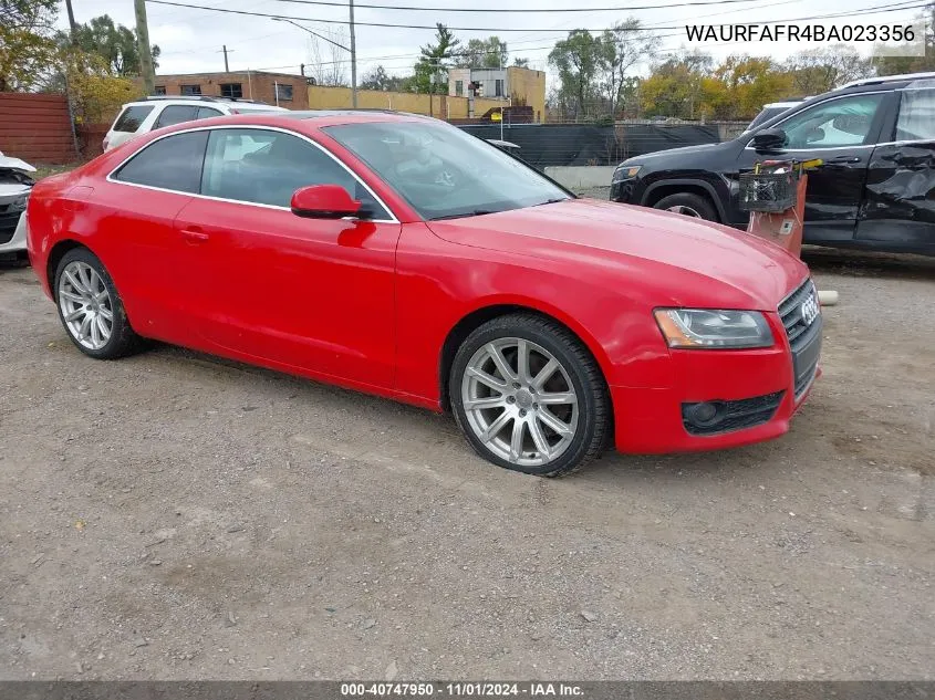 2011 Audi A5 2.0T Premium VIN: WAURFAFR4BA023356 Lot: 40747950