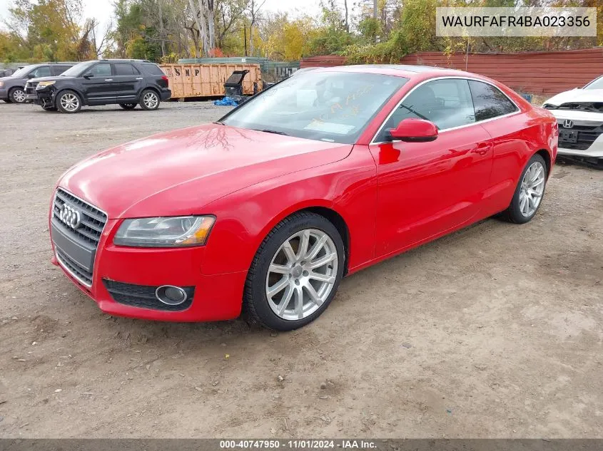 2011 Audi A5 2.0T Premium VIN: WAURFAFR4BA023356 Lot: 40747950