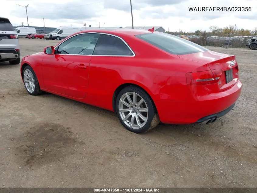 2011 Audi A5 2.0T Premium VIN: WAURFAFR4BA023356 Lot: 40747950