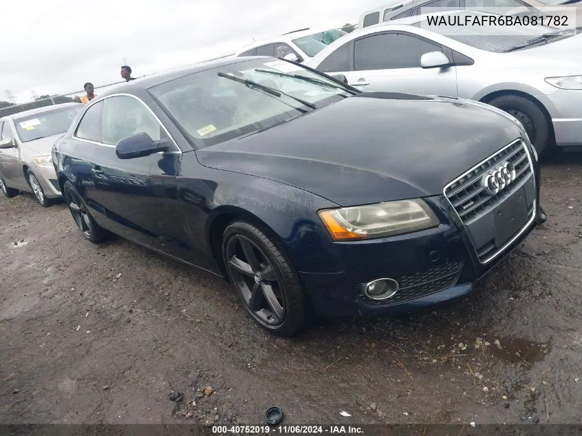 2011 Audi A5 2.0T Premium VIN: WAULFAFR6BA081782 Lot: 40752019