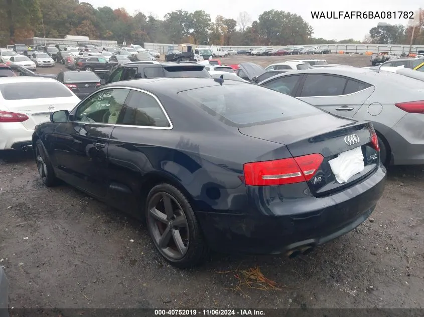 2011 Audi A5 2.0T Premium VIN: WAULFAFR6BA081782 Lot: 40752019