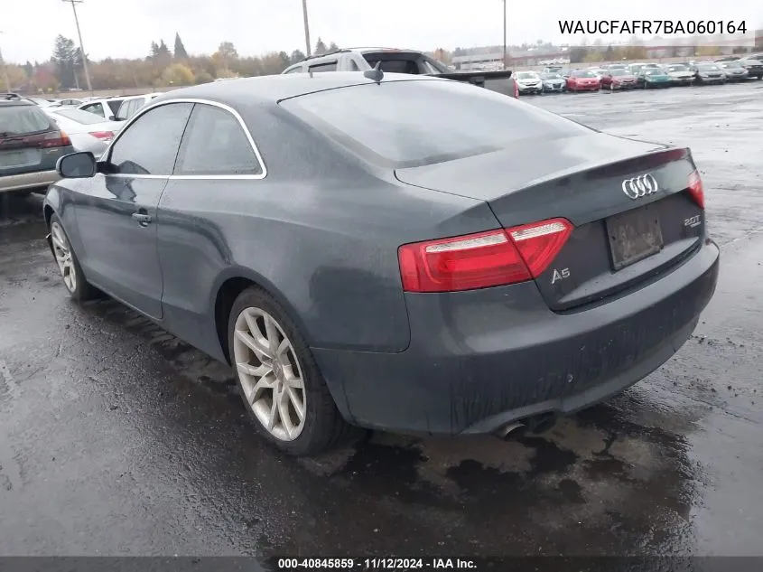 2011 Audi A5 2.0T Premium VIN: WAUCFAFR7BA060164 Lot: 40845859